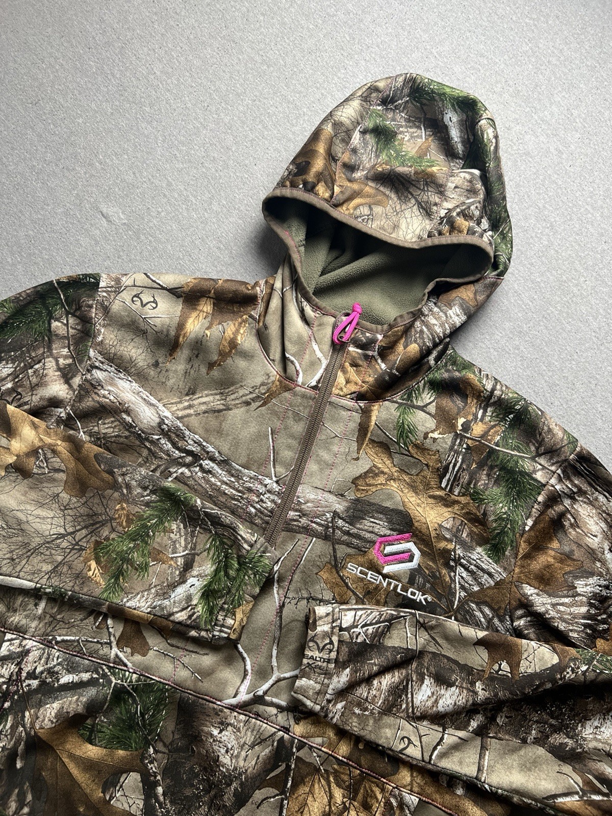 Scentlok Womens L Realtree Camo Wild Heart 1/4 Zip Outdoors Hunting Jacket