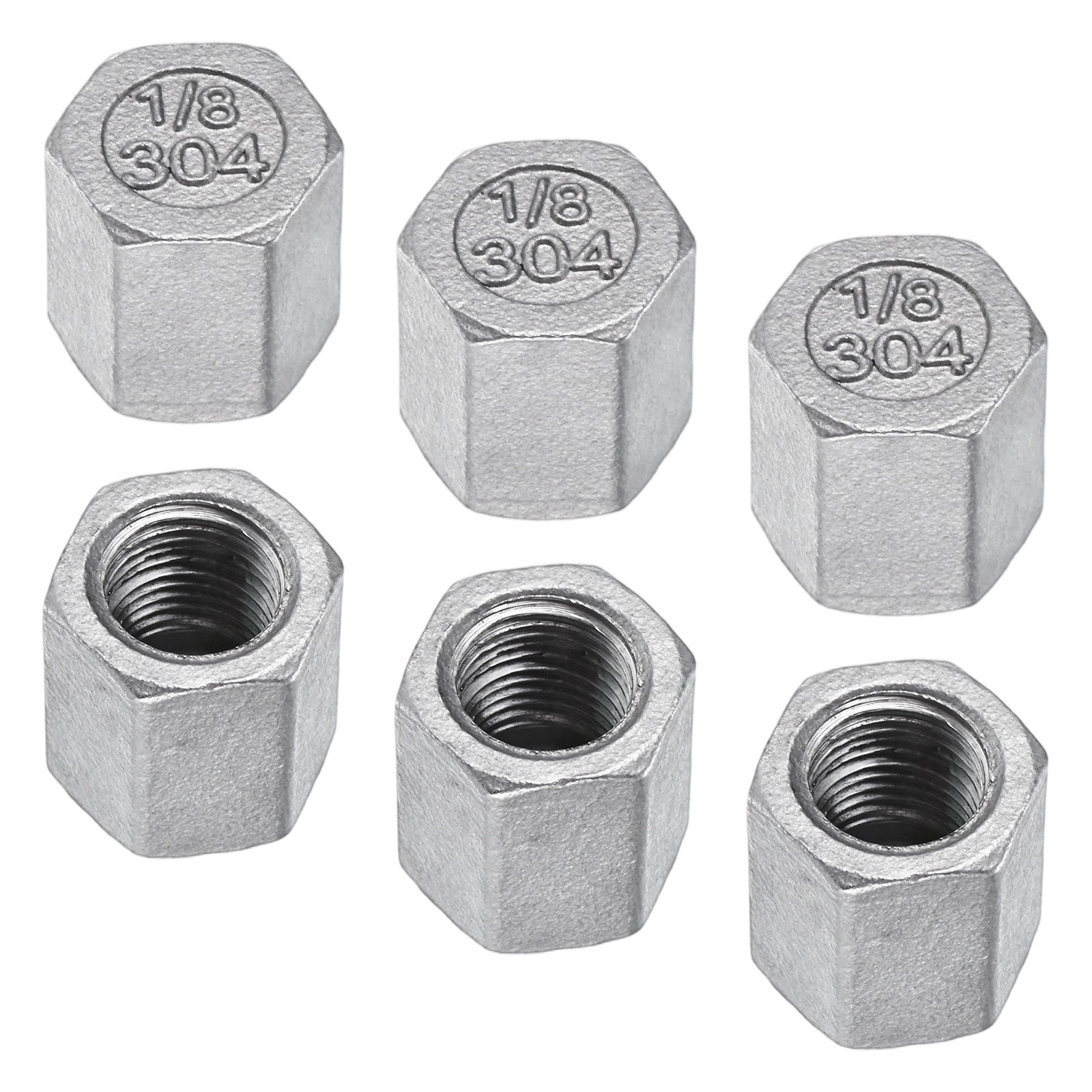 6-Pack 304 Stainless Steel Square Head Plug, 1/8 Inch NPT Male Pipe Fittings
