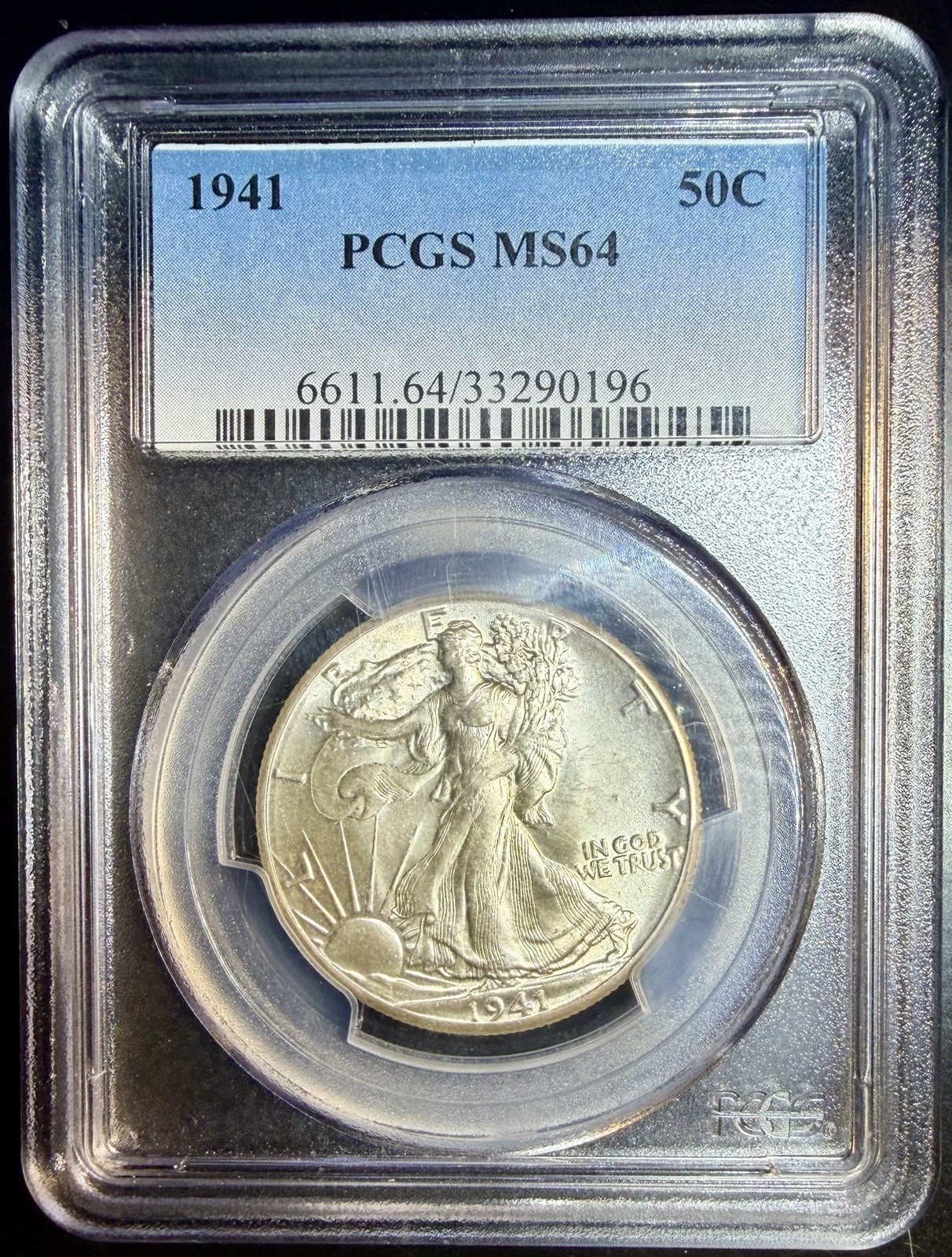 1941-P Walking Liberty Half Dollar 50c PCGS MS64 Bright White. Nice! 🇺🇸