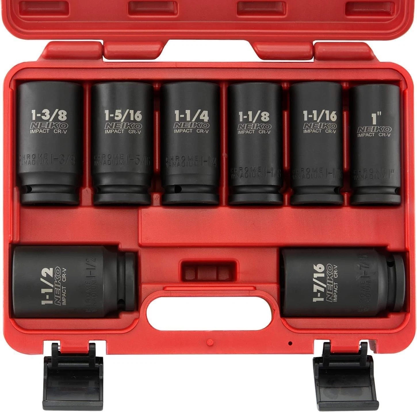 4 Drive Impact Socket Set 1" to 1 1/2" SAE 8 Piece Deep/Jumbo Socket Set