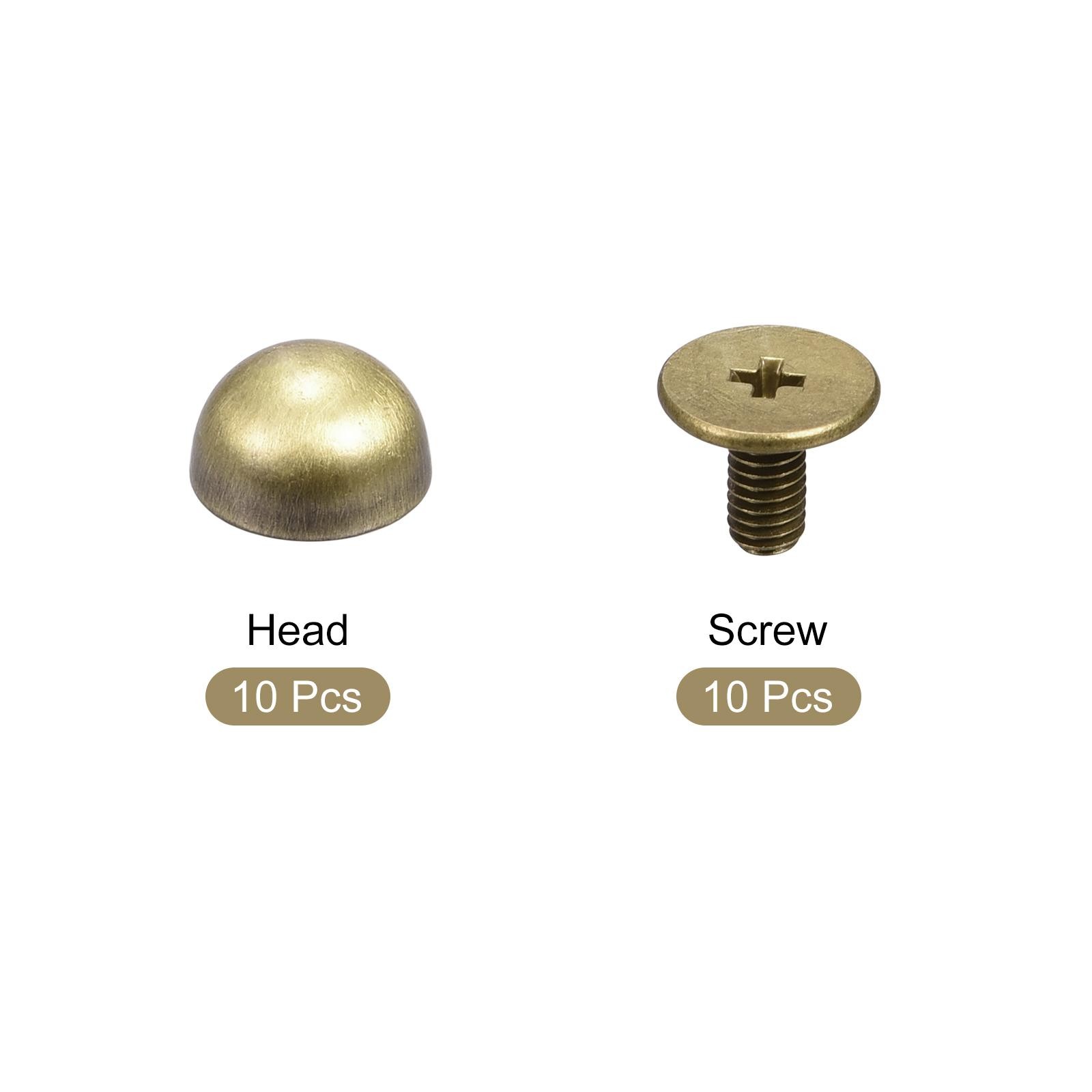 8x5mm Back Screw Rivets Solid Round Head Leather Studs Tanned 10 Sets