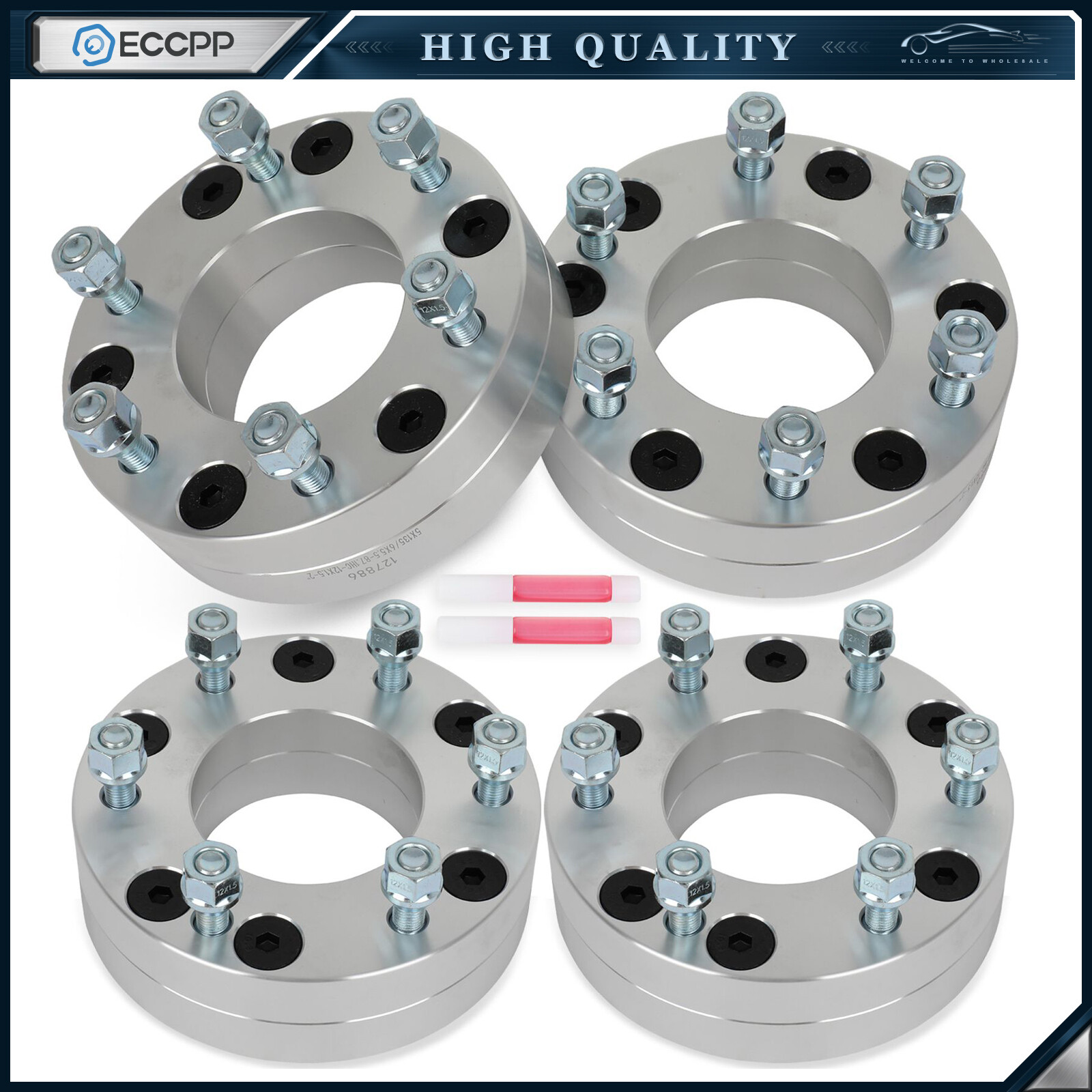 4Pcs 2" 5x135 to 6x5.5 Wheel Adapters 12x1.5 For Ford F-150 5 Lug to 6 Lug Wheel