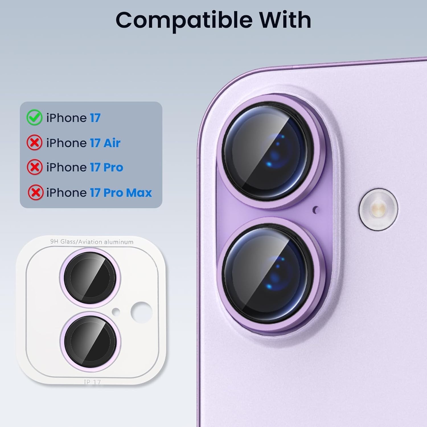 For iPhone 17 Metal Ring Tempered Glass Camera Lens Protector