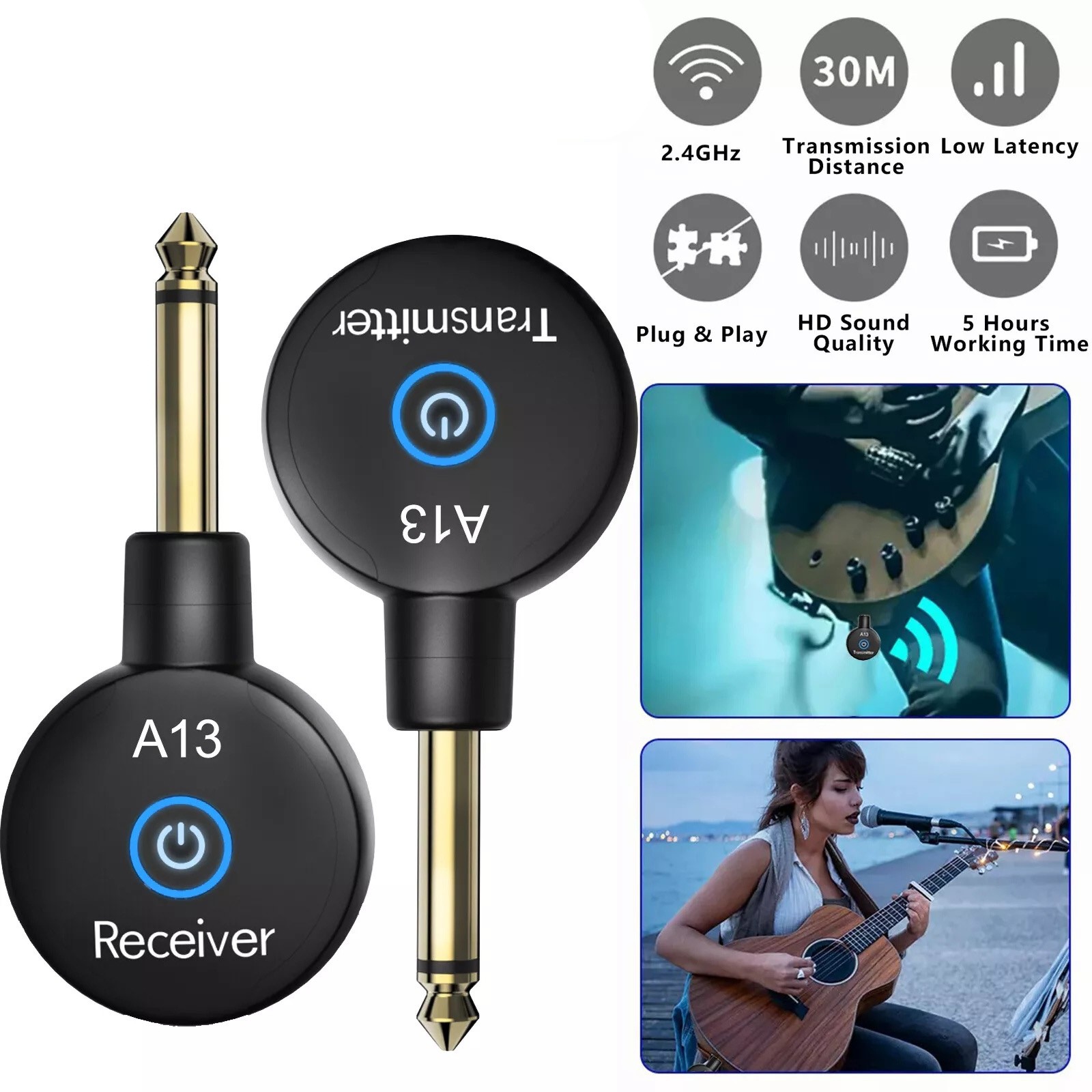 Wireless Guitar System Converter Transmitter Receiver For Electric Instruments