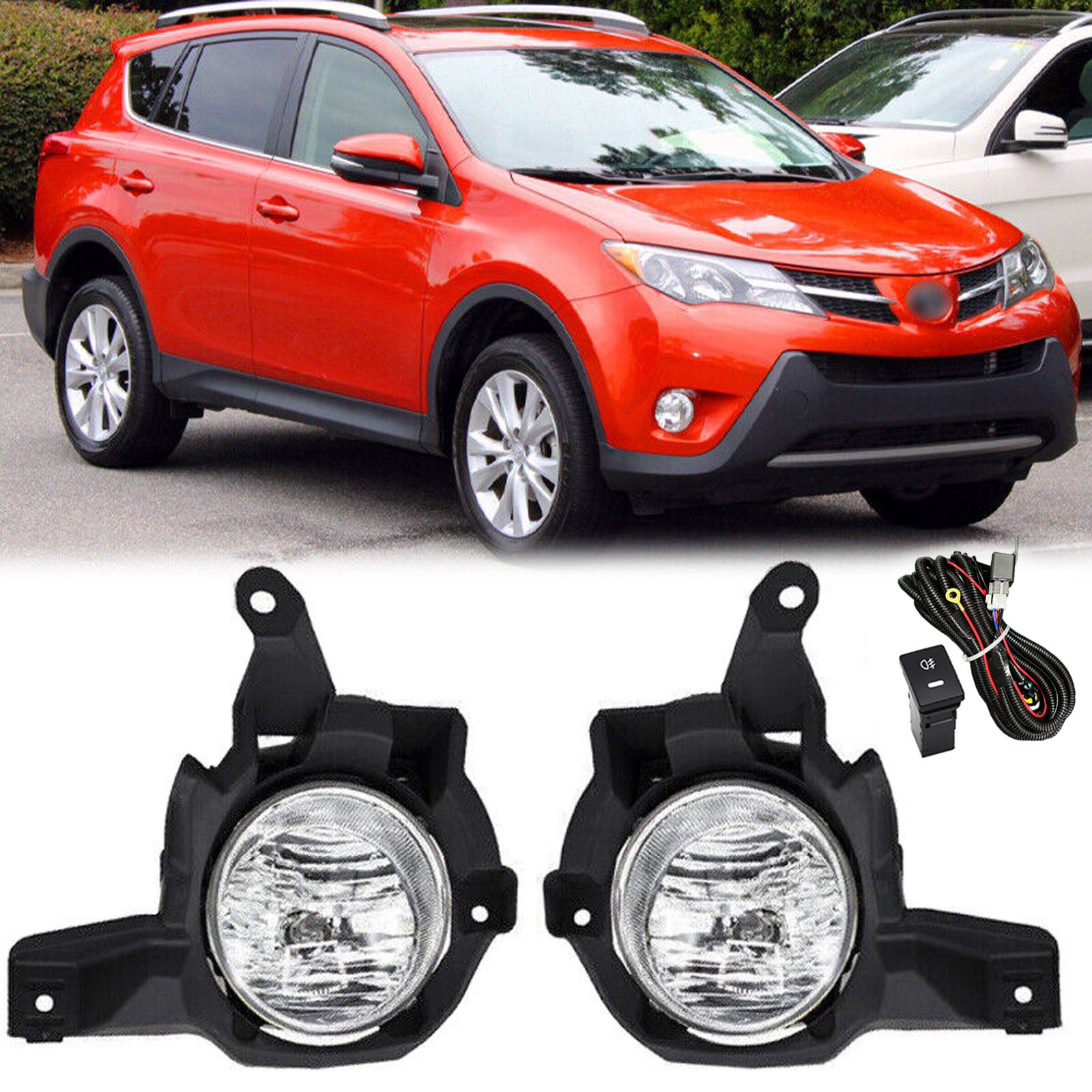 Fit 2013 2014 2015 Toyota Rav4 XLE LE EV Sport Front Bumper Fog Lights Fog Lamps