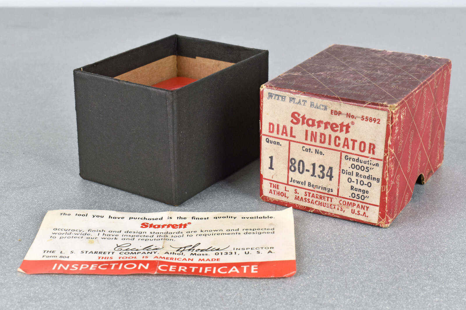 Vintage Starrett 80-134 Dial Indicator BOX, INSERT AND PAPERWORK ONLY