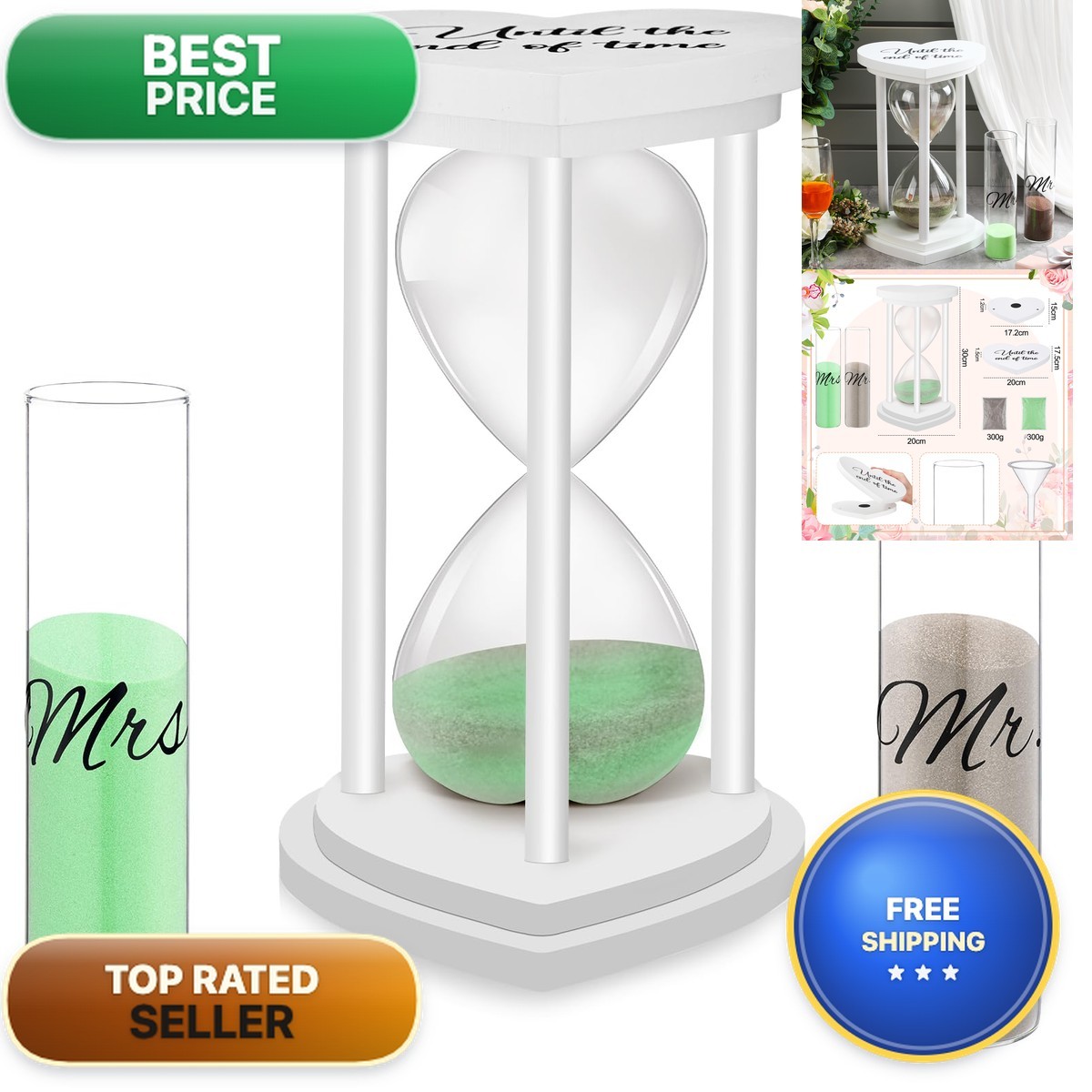 Anglechic Unity Sand Wedding Ceremony Set Include Wooden Unity Hour Glass 2