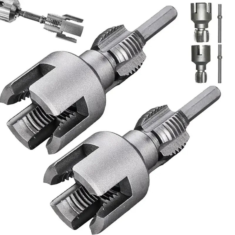 2pcs Integrated Internal & External Pipe Threading-Tool,PVC Pipe Threader Kit