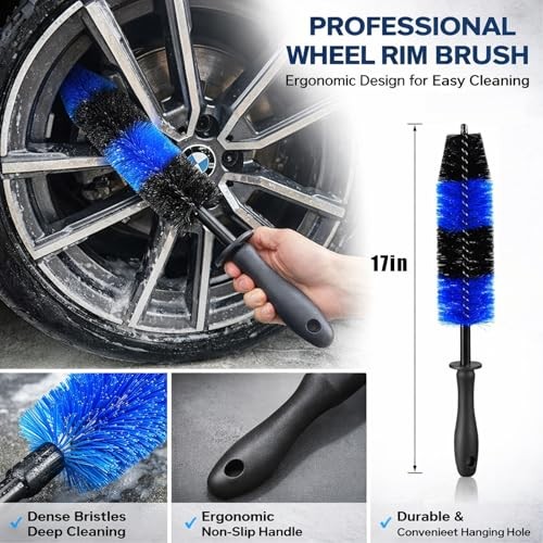 36Pcs Car Detailing Kit, Car Detailing Brush Set, Car Wash Cleaning Kit, Black