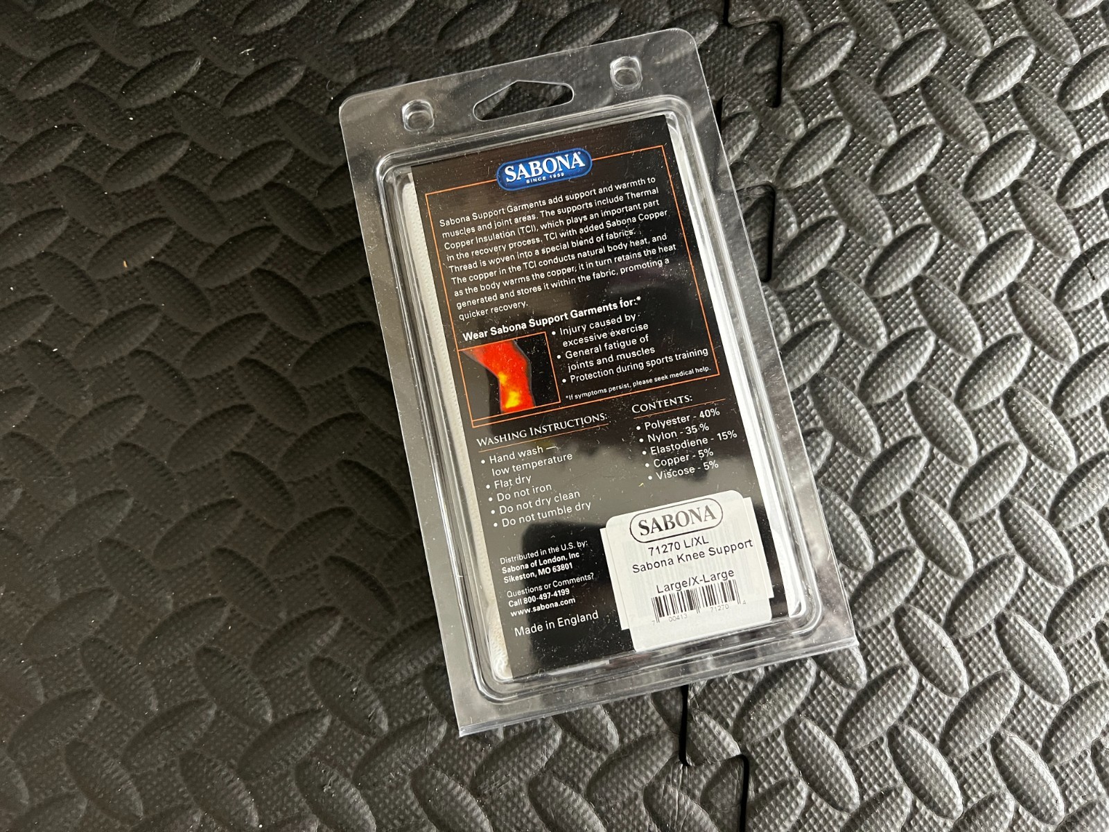 Sabona Copper Thread Knee Support Large X-Large New In Package 13.5 x 17.5