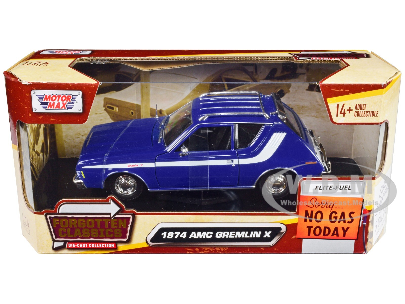 1974 AMC GREMLIN X BLUE 1/24 DIECAST MODEL CAR BY MOTORMAX 79045
