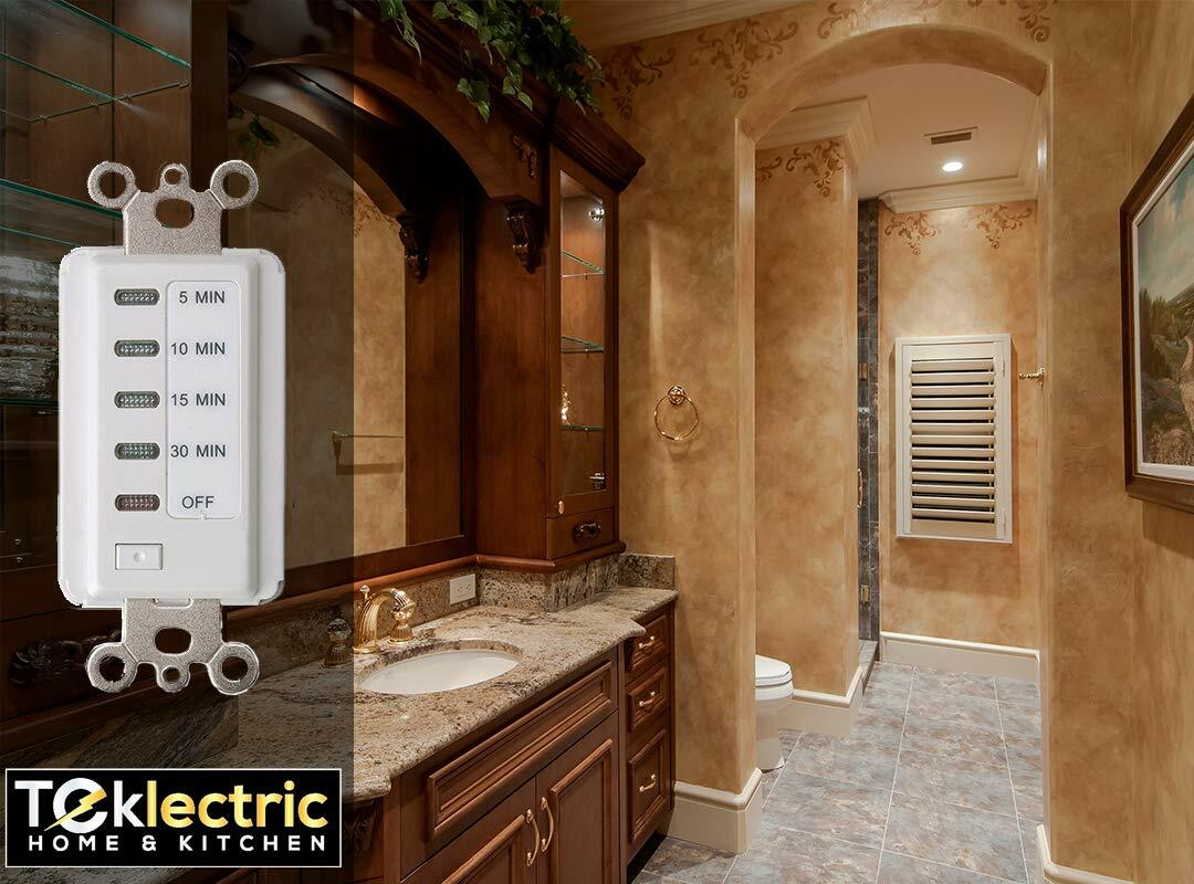 Electrical Bathroom Fan Auto Shut Off Countdown Switch Timer, 30-15-10-5 Minute
