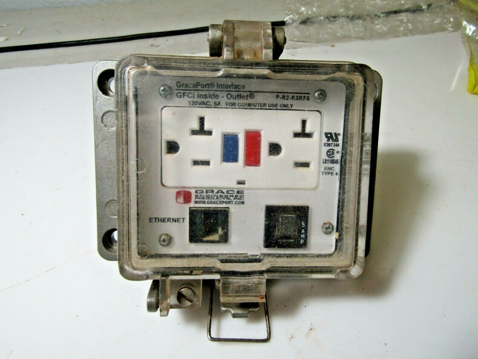 GRACEPORT  P-R2-K3RF3  PANEL MOUNT GFCI OUTLET W/ ETHERNET PORT