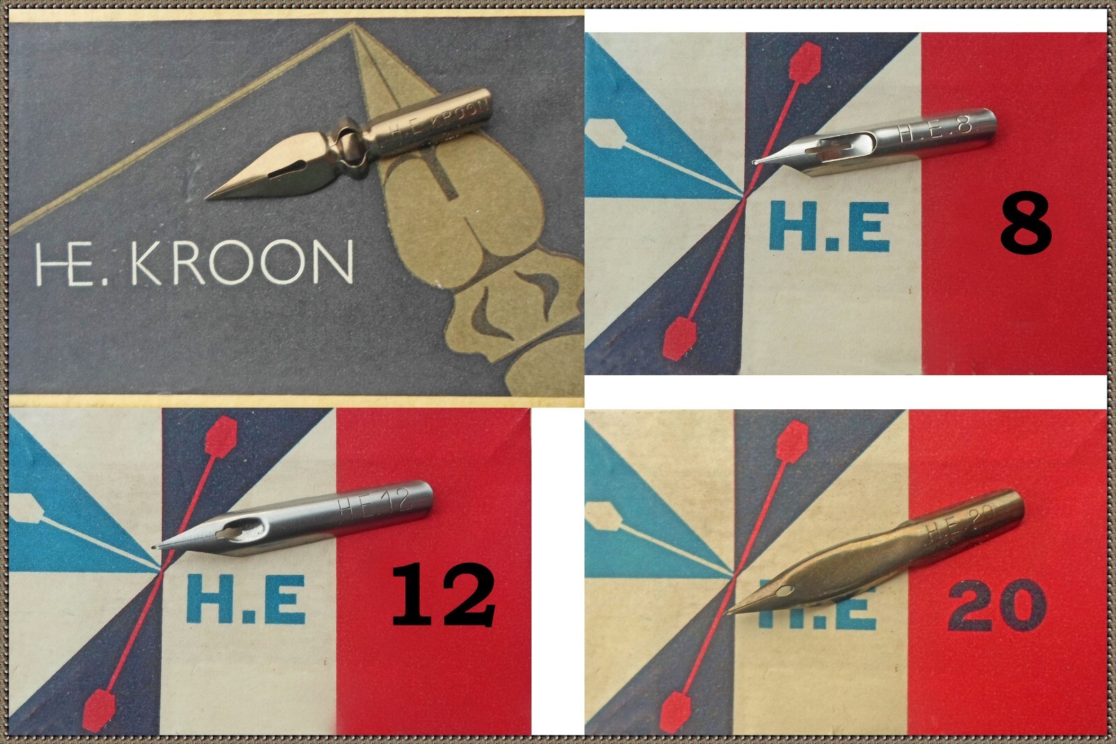 12 vintage H.E nibs