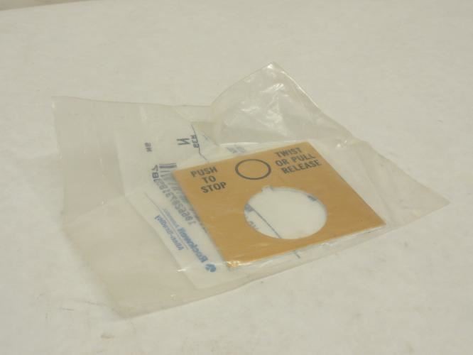 205406 New-No Box; Allen-Bradley 800T-X647 Legend Plate; Alum; Gold; Size: 30.5m