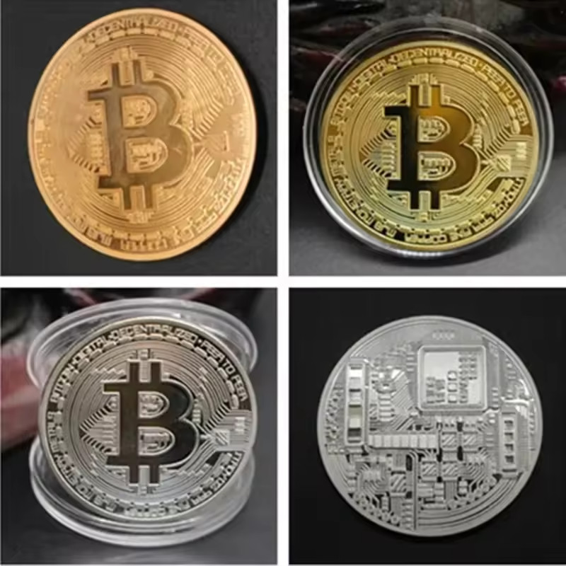 Silver Plated Bitcoin Coin Collectible – Physical Commemorative BTC Token Gift