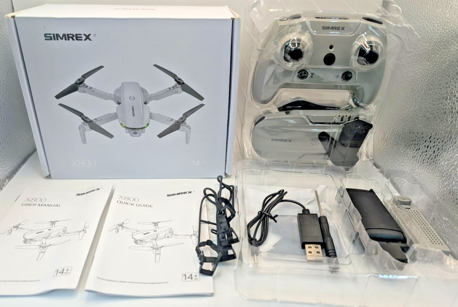 SIMREX X800 Foldable Drone 1080P Camera WiFi RC Quadcopter 2 Batteries Open Box