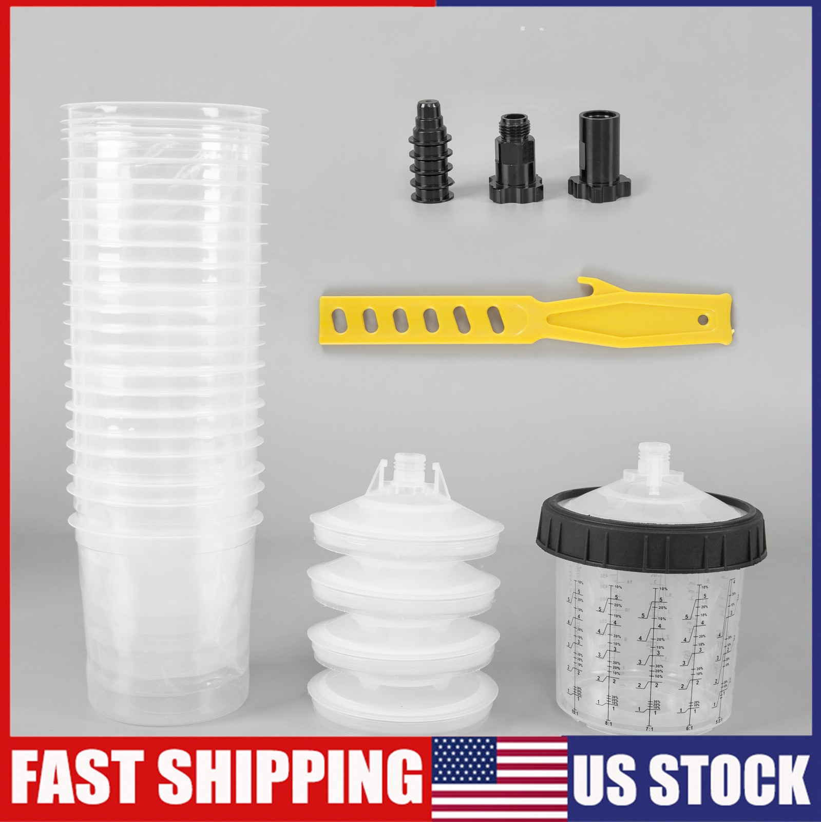 50Pcs 20oz(600ml) Disposable Paint Spray Cup Gun Cup Liners & Lid System Kit