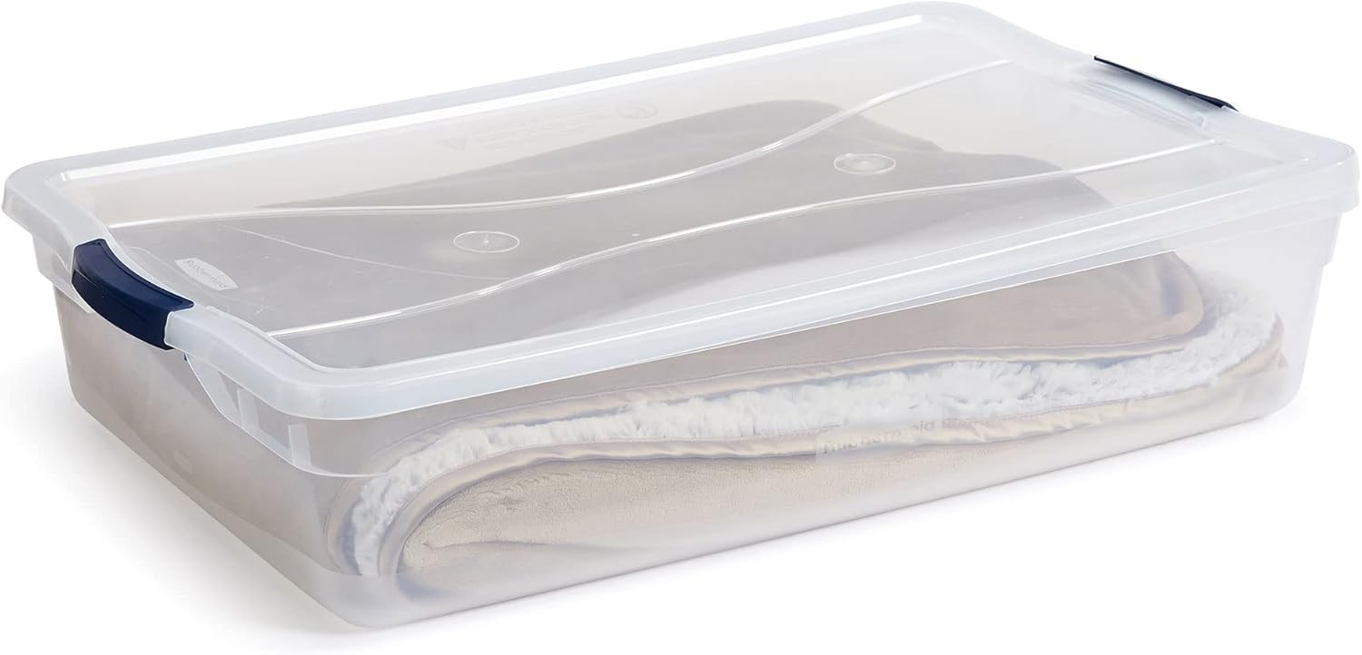 4pcs 42 Quart Stackable Plastic Storage Bin with Snap-Tight Lid