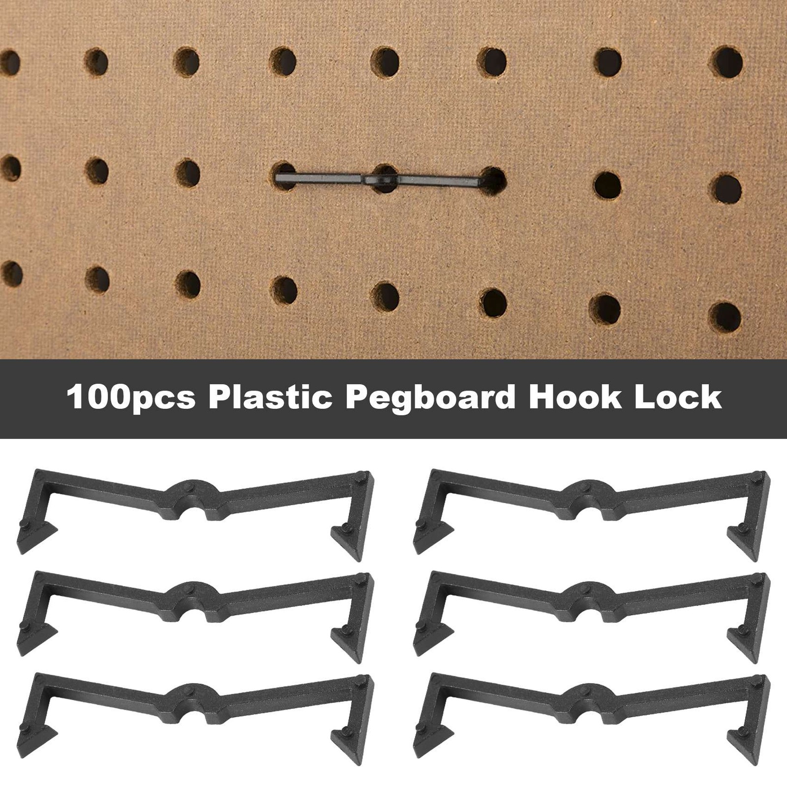 100 Pieces of Plastic Pegboard Hook Lock Pegboard Display Hook Storage Rack C6R6