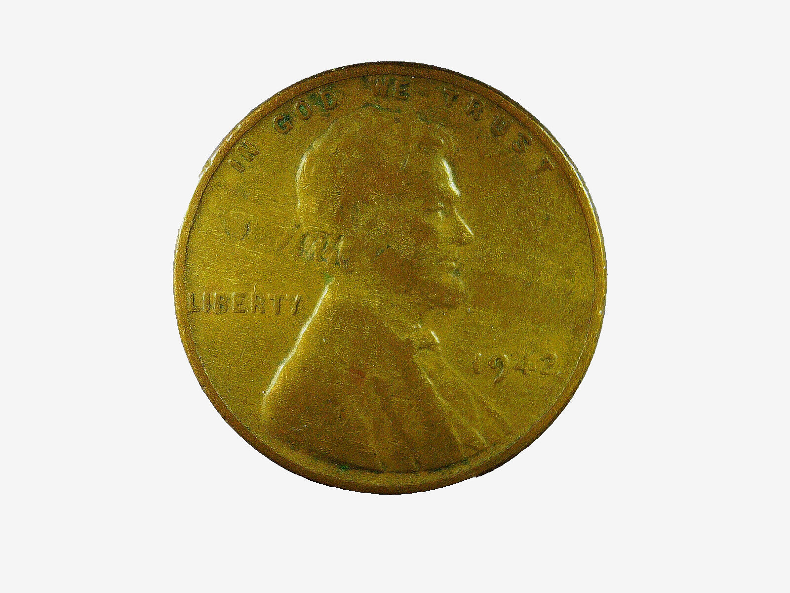 1942 P Lincoln wheat cent, obverse lamination error