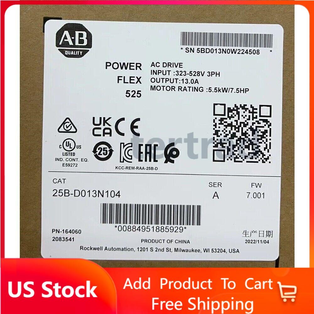 2022 Allen-Bradley PowerFlex 525 AB 25B-D013N104 AC Drive 25BD013N104 NEW USA