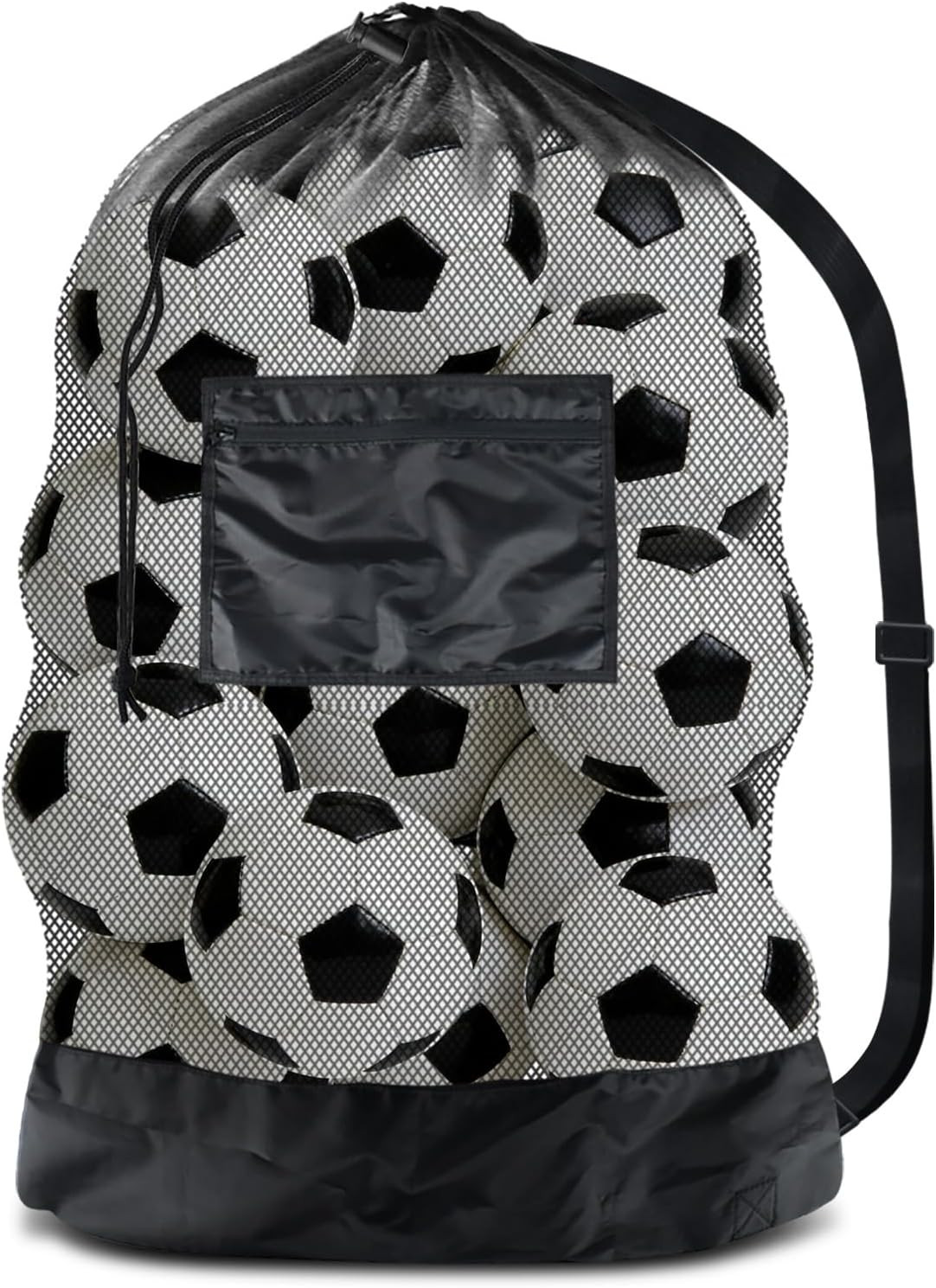 BROTOU Extra Large Soccer Ball Net Bag, 40" X 30" Drawstring Mesh Ball Bag | wit