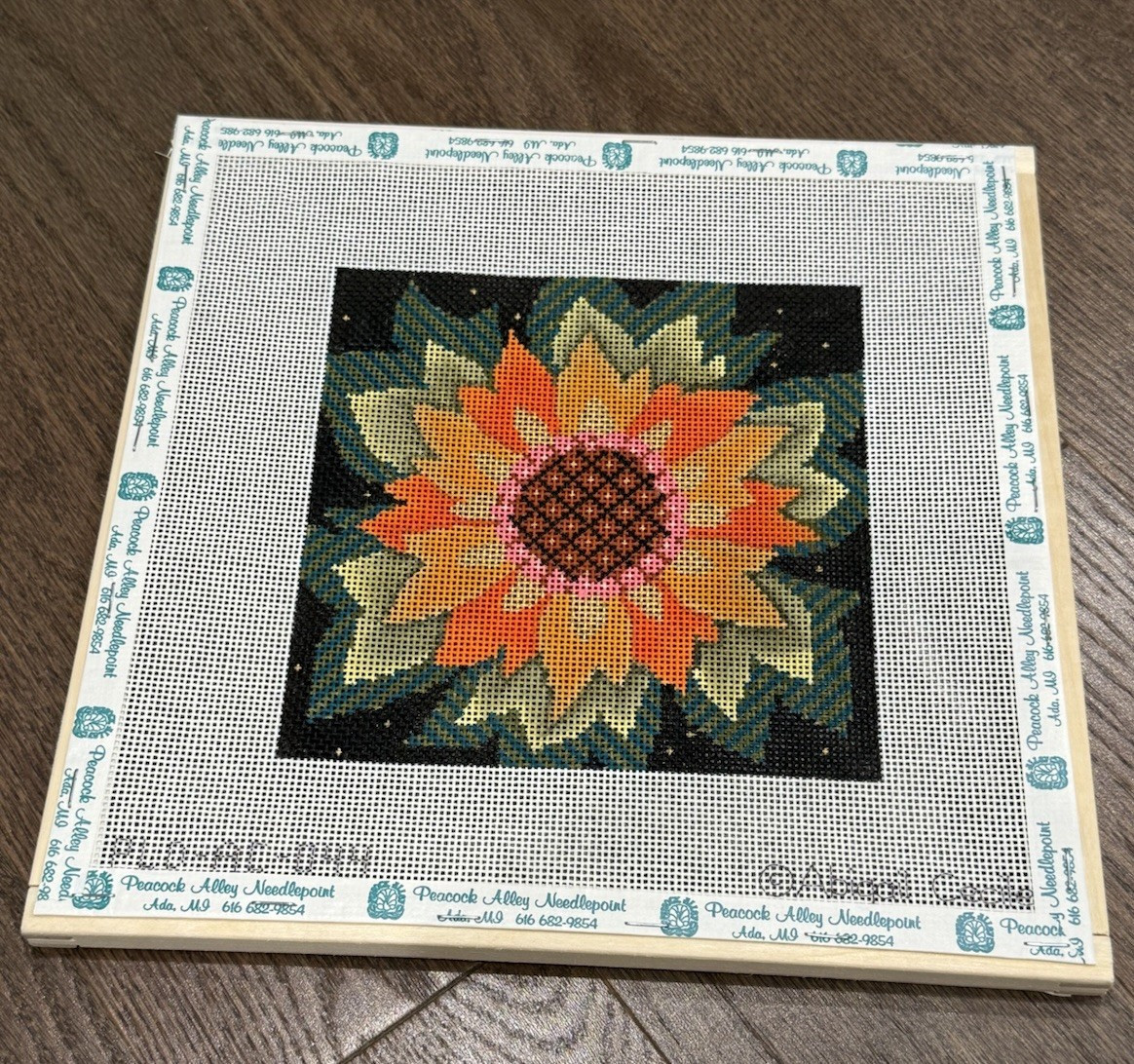 Abigail Cecile Hand Painted Sunflower Needlepoint Canvas
