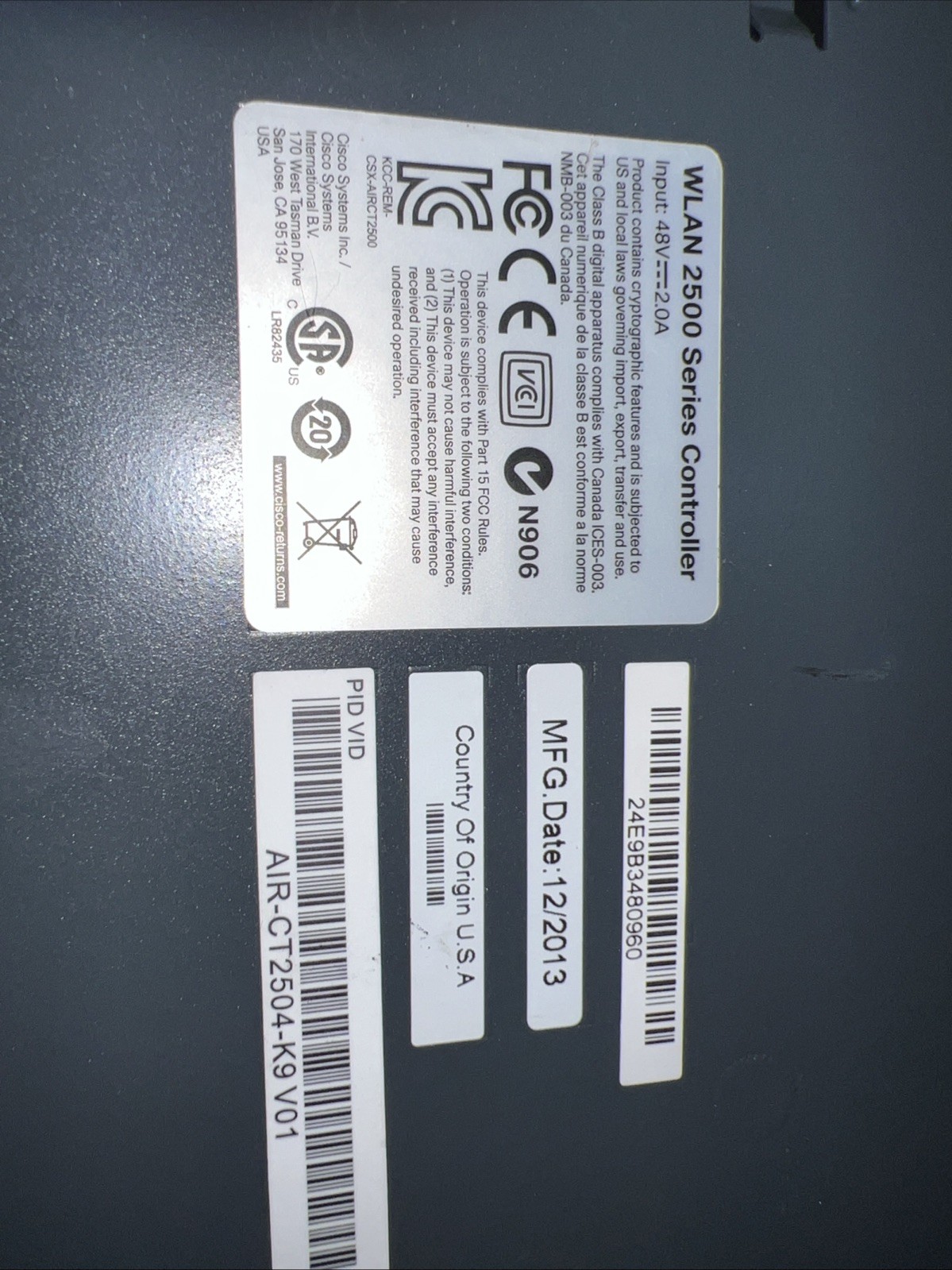 CISCO AIR-CT2504-K9 WLAN 2500 Series Wireless Controller