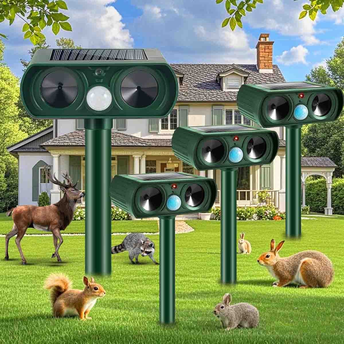 Outdoor Solar Animal Repeller, Ultrasonic Squirrels, Dog Deterrent Waterproof