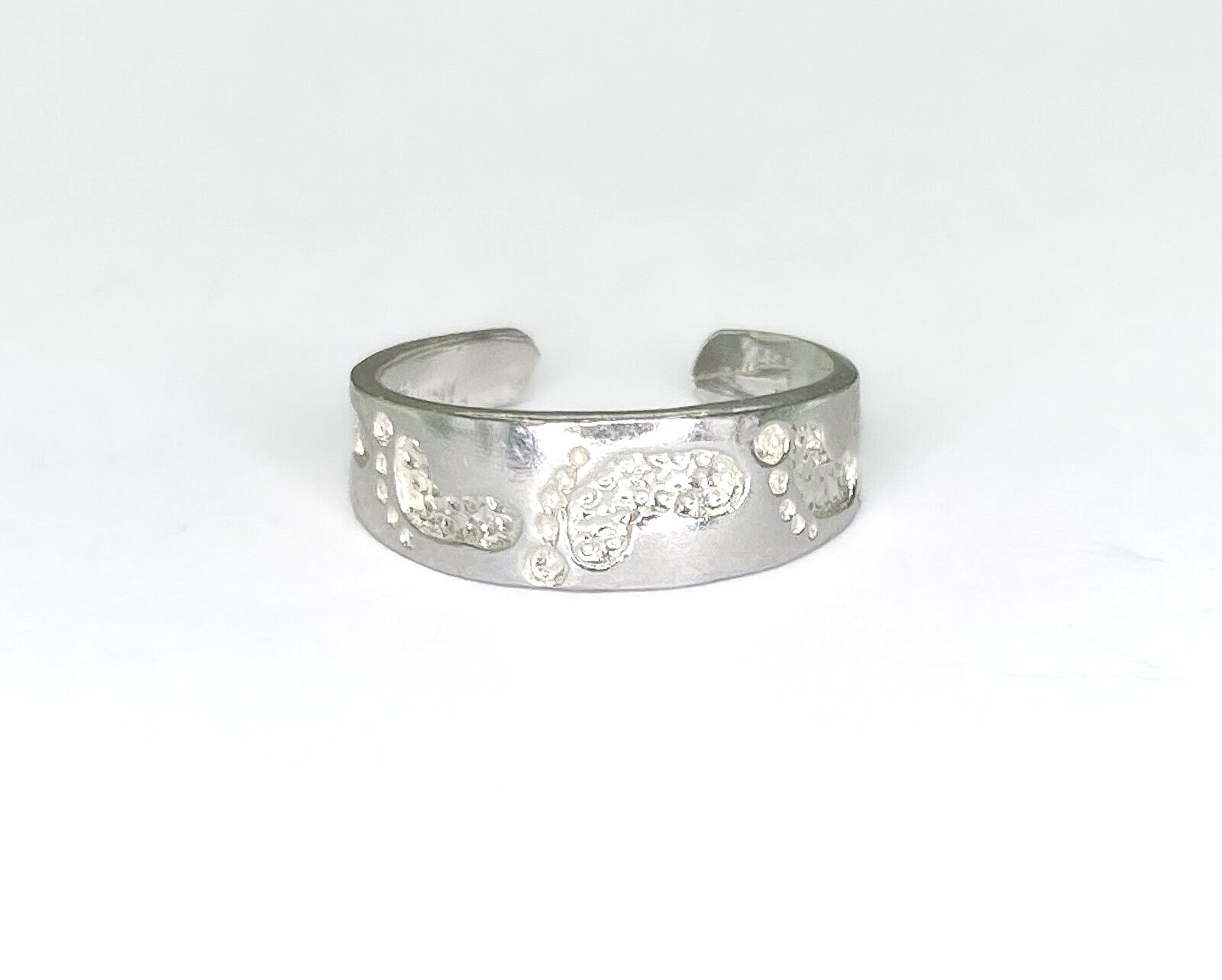 Footprints In The Sand Toe Ring Tarnish Free Sterling Silver
