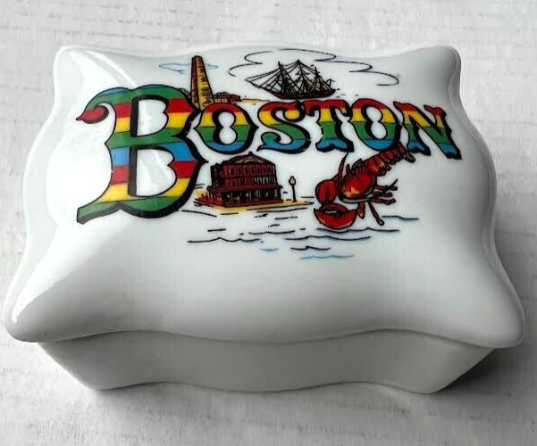 Phillips Candy House Boston Rectangular Trinket Ceramic  Box