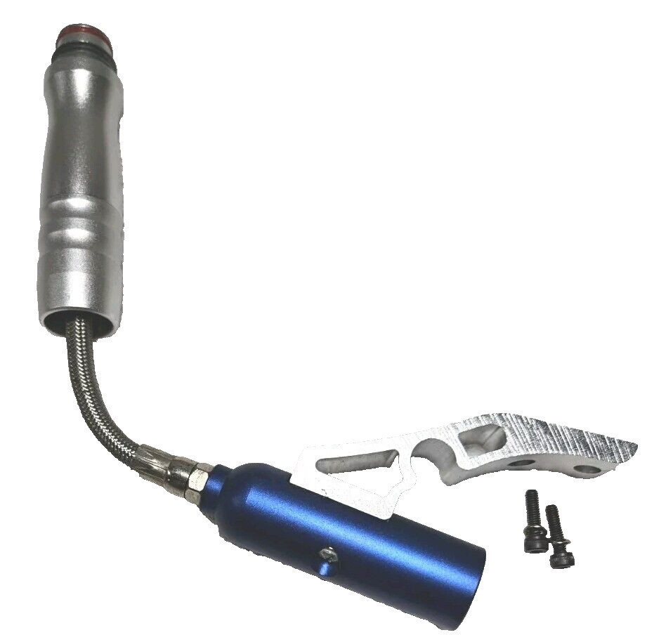Blue & Silver Paintball Gun Vertical Grip Valve Stainless Hose Drop Forward
