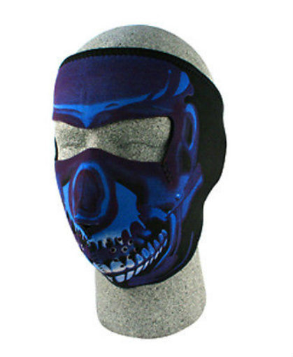 SKULL Blue Chrome Neoprene Face Mask Biker Motorcycle Ski Snowmobile Snowboard
