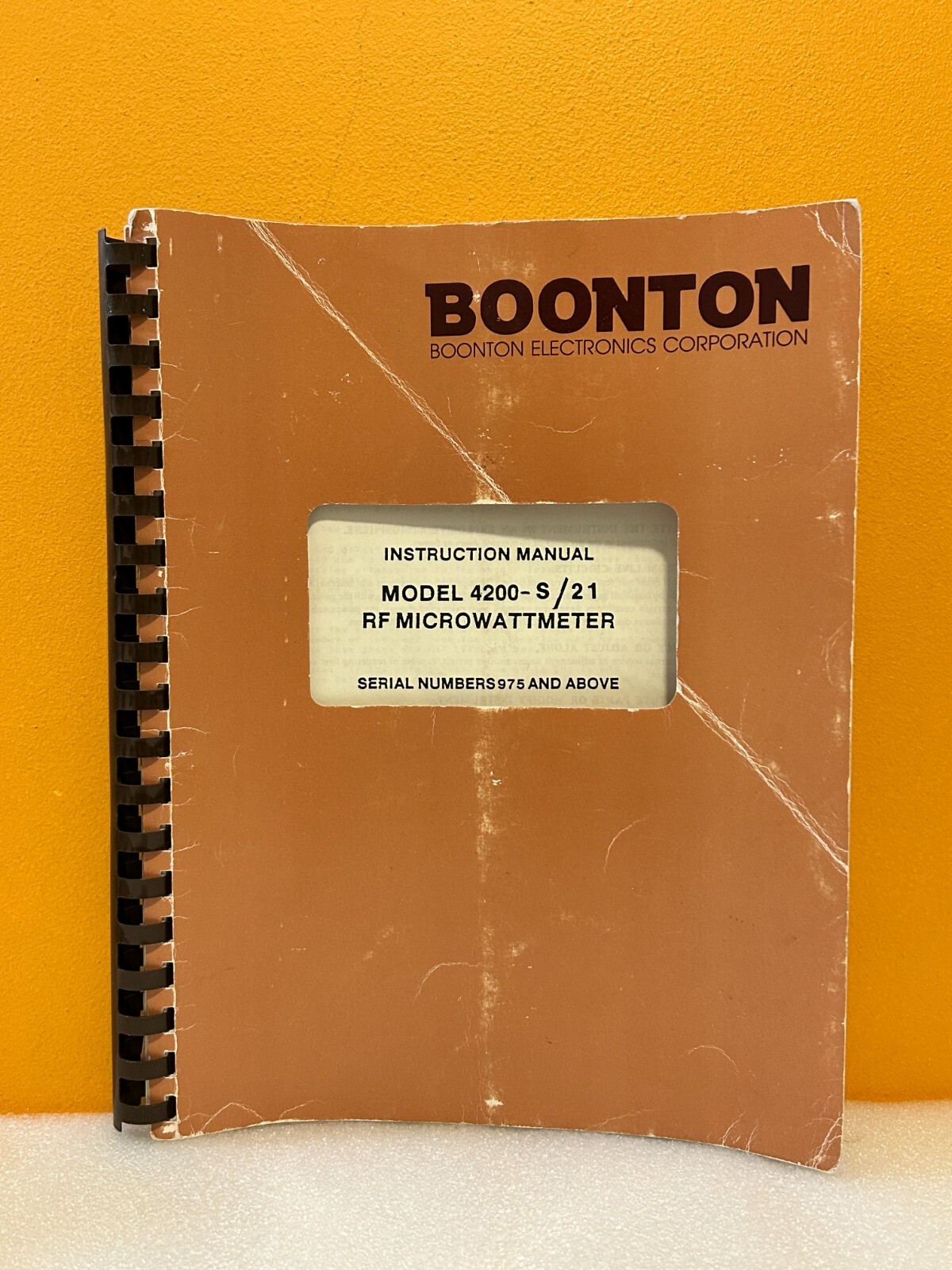 Boonton 99100600D 1987 Model 4200-S/21 RF Microwattmeter Instruction Manual.