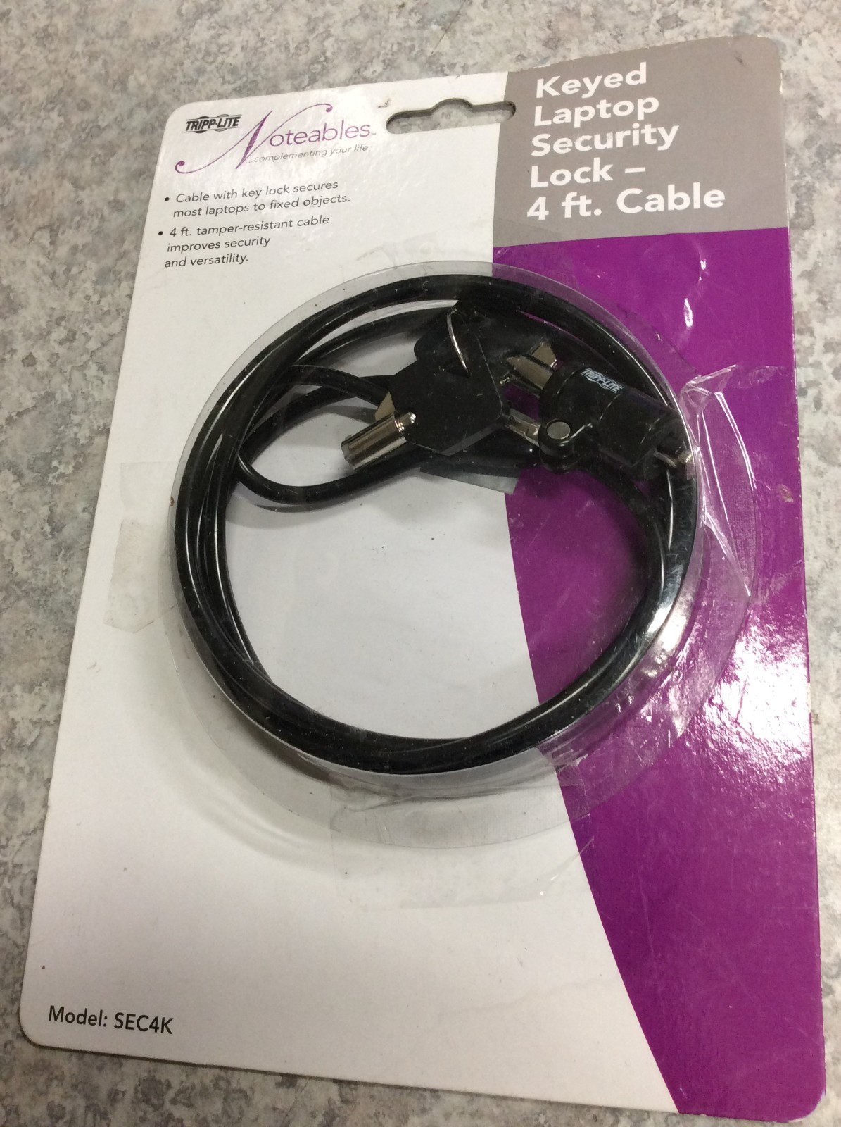 Tripp Lite Keyed Laptop Security Lock w/ 4ft. Cable SEC4K