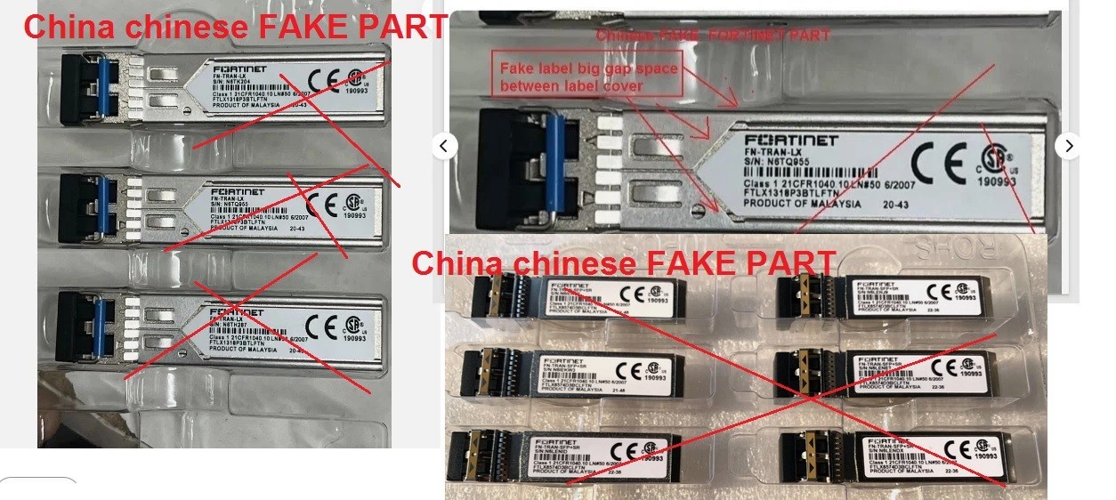 Fortinet SFP+SR SFP-SX SFP28 25G SR SFP-LX SFP28 SR china chinese Fake Parts