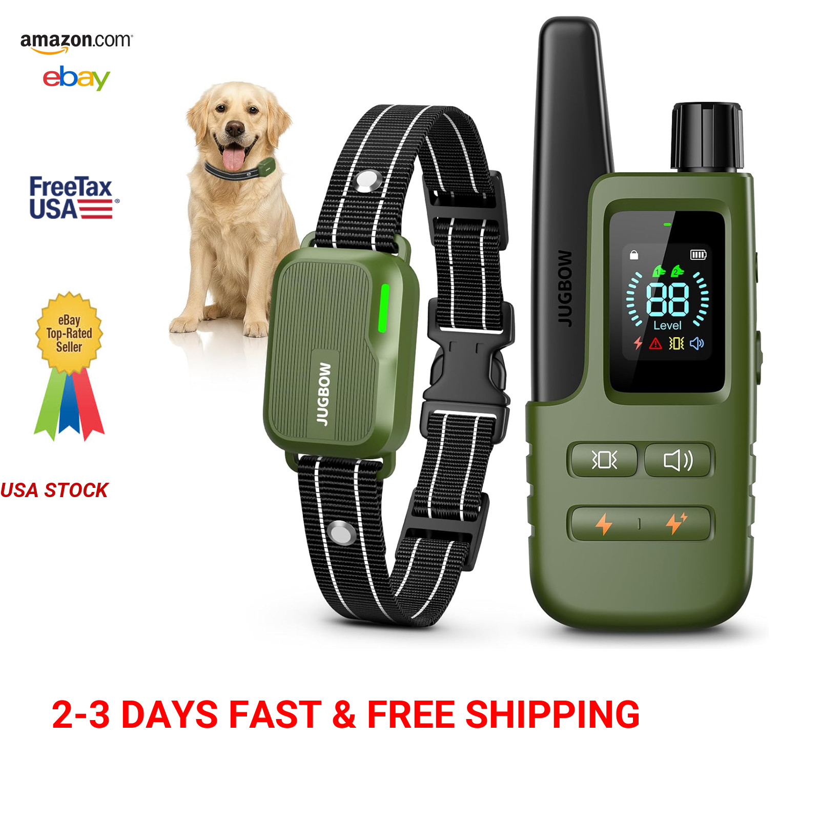 Dog Training Collar with Remote, Waterproof Shock Collar, 4500ft Range, 4 Modes