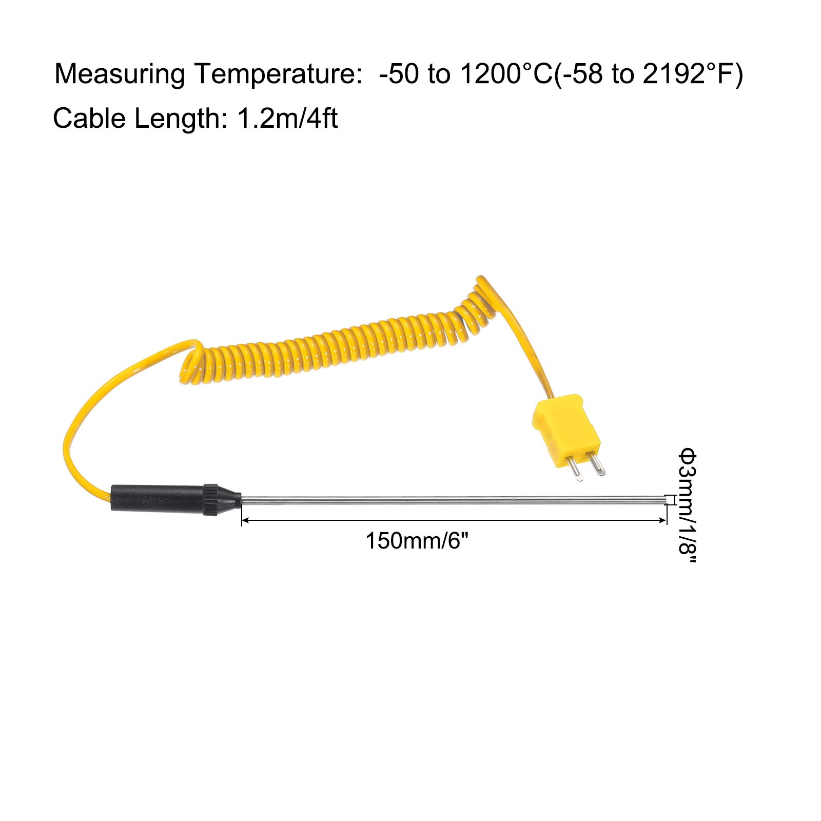 K Type Surface Thermocouple Probe 3x150mm Temperature Sensor -50 to 1200°C
