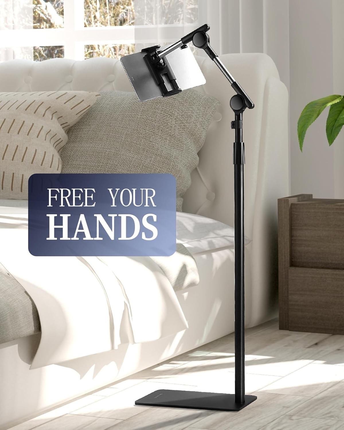 Tablet Floor Stand with Double Self-Locking Worm Gears, 70.9”Height Adjustabl...
