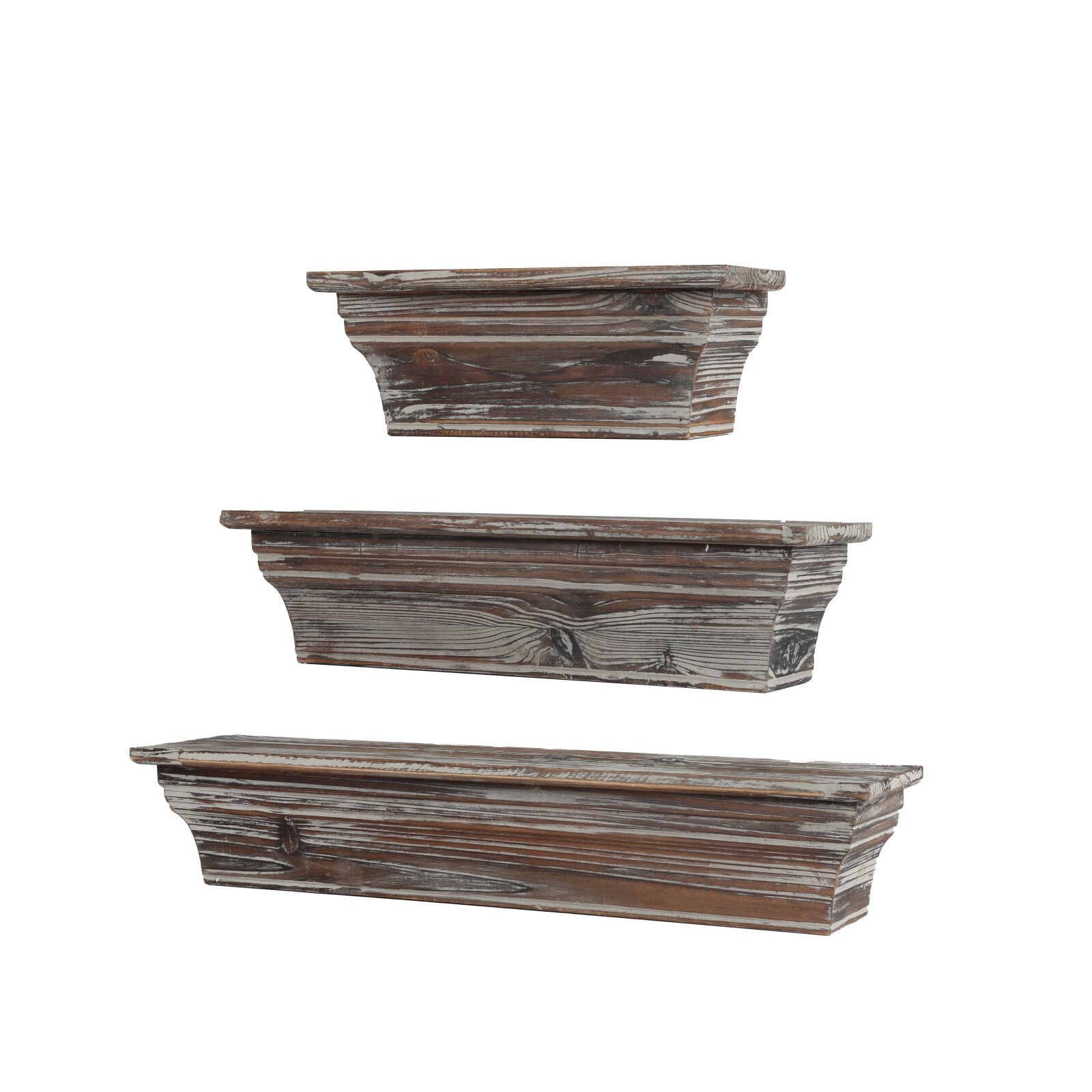 3 PCS Rustic Wood Wall-Mounted Shelves Hanging Decorative Storage Display Shelf