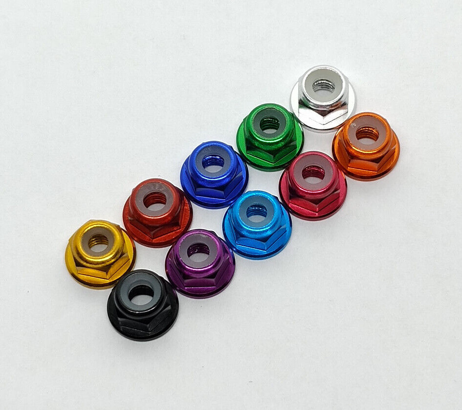 NEW RC M4 Nylon Wheel Lock Nuts Hex Flange Aluminum x5 Ships FREE from US SELLER