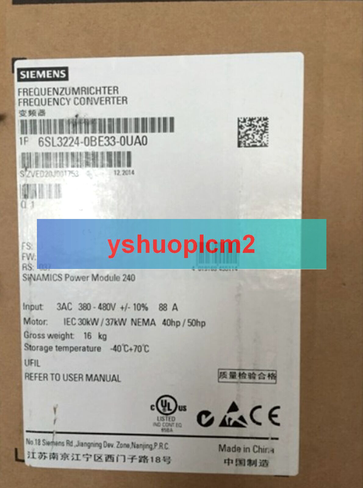 NEW Siemens 6SL3224-0BE33-0UA0 Sinamics G120 Power Module PM240 3-PH 400V
