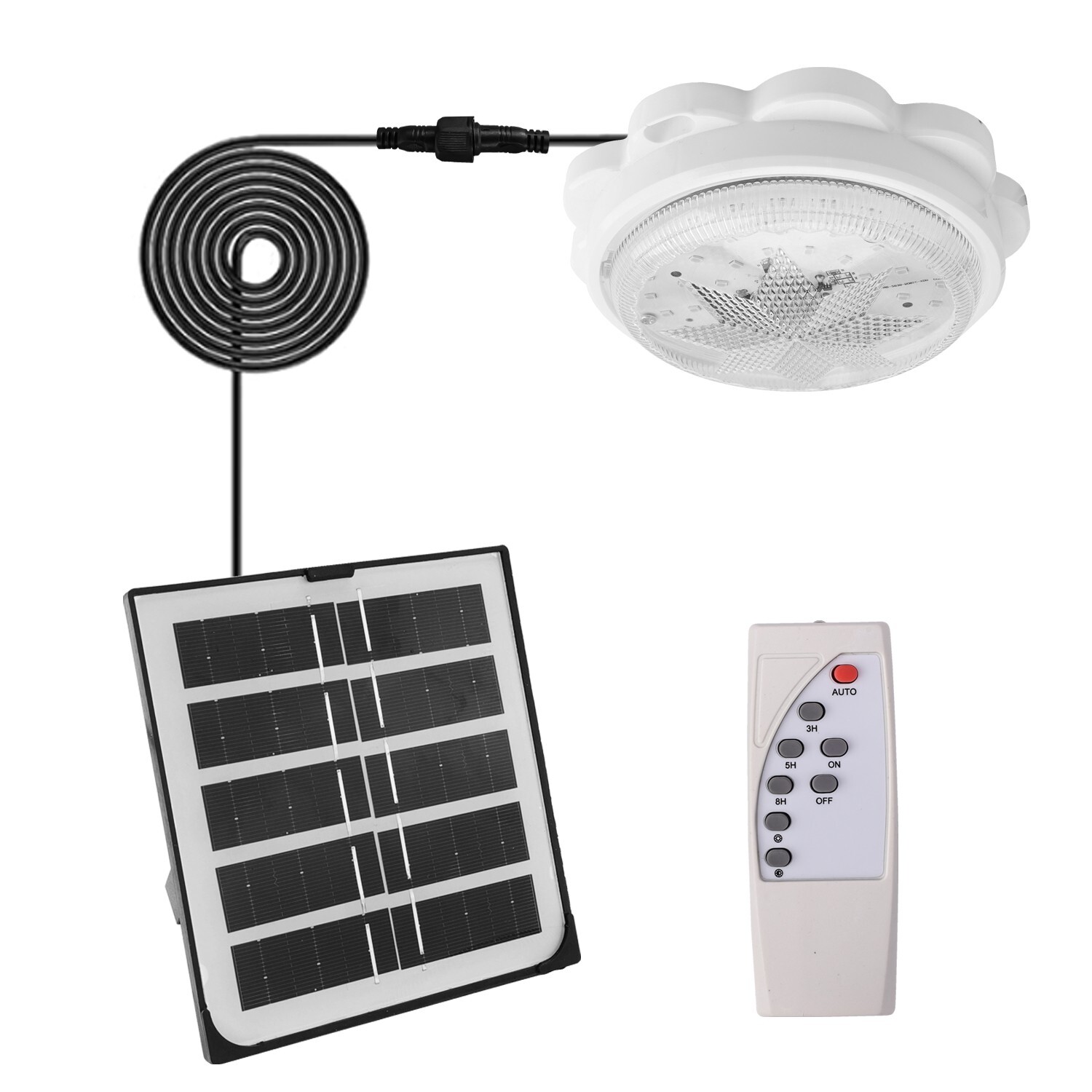LED Ceiling Light Solar Panel Remote Control Pendant Lamp Indoor Corridor Garden