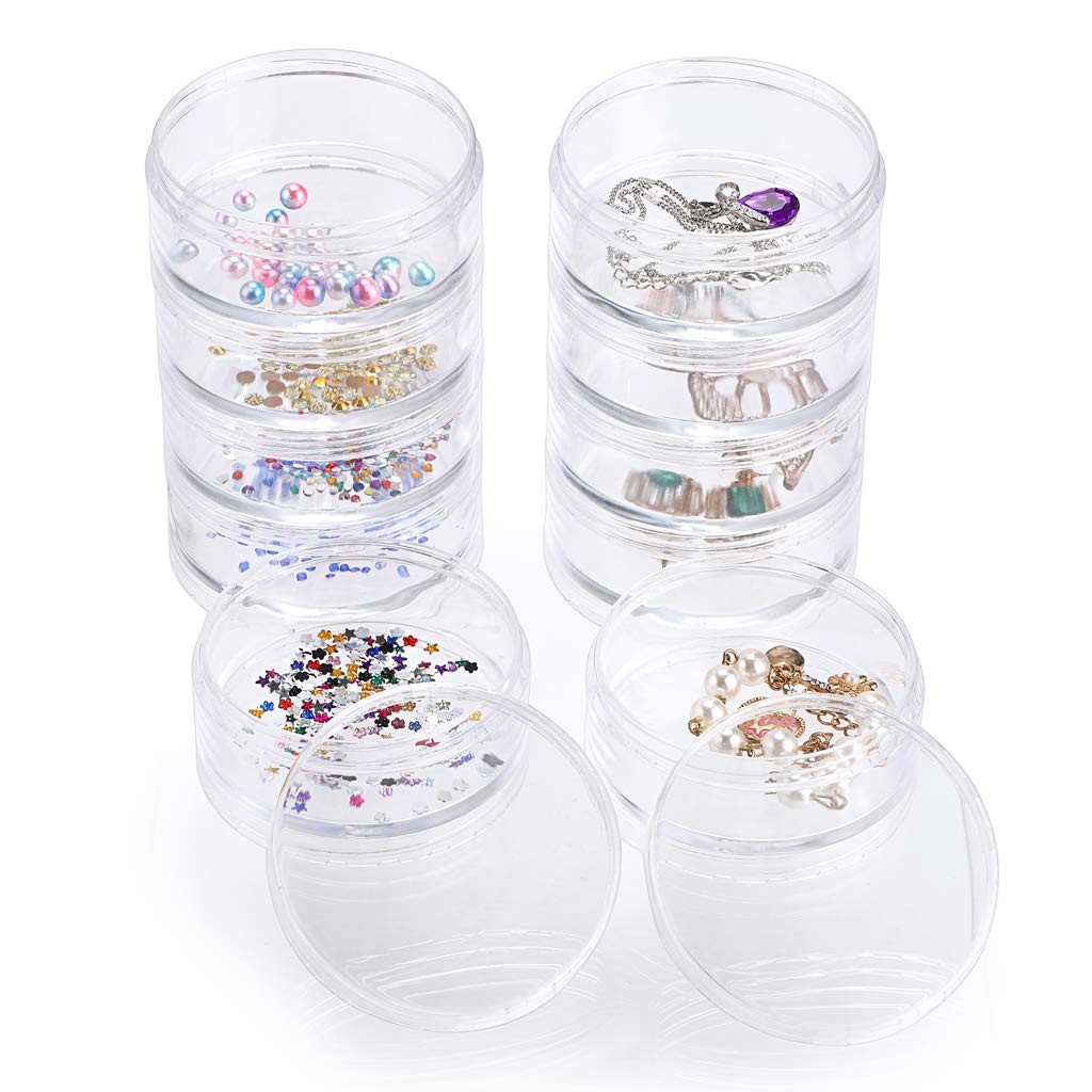 Hipiwe 2 Packs 5 Slot Clear Plastic Round 2Packs 2.68"D x 5.31"H, Transparent