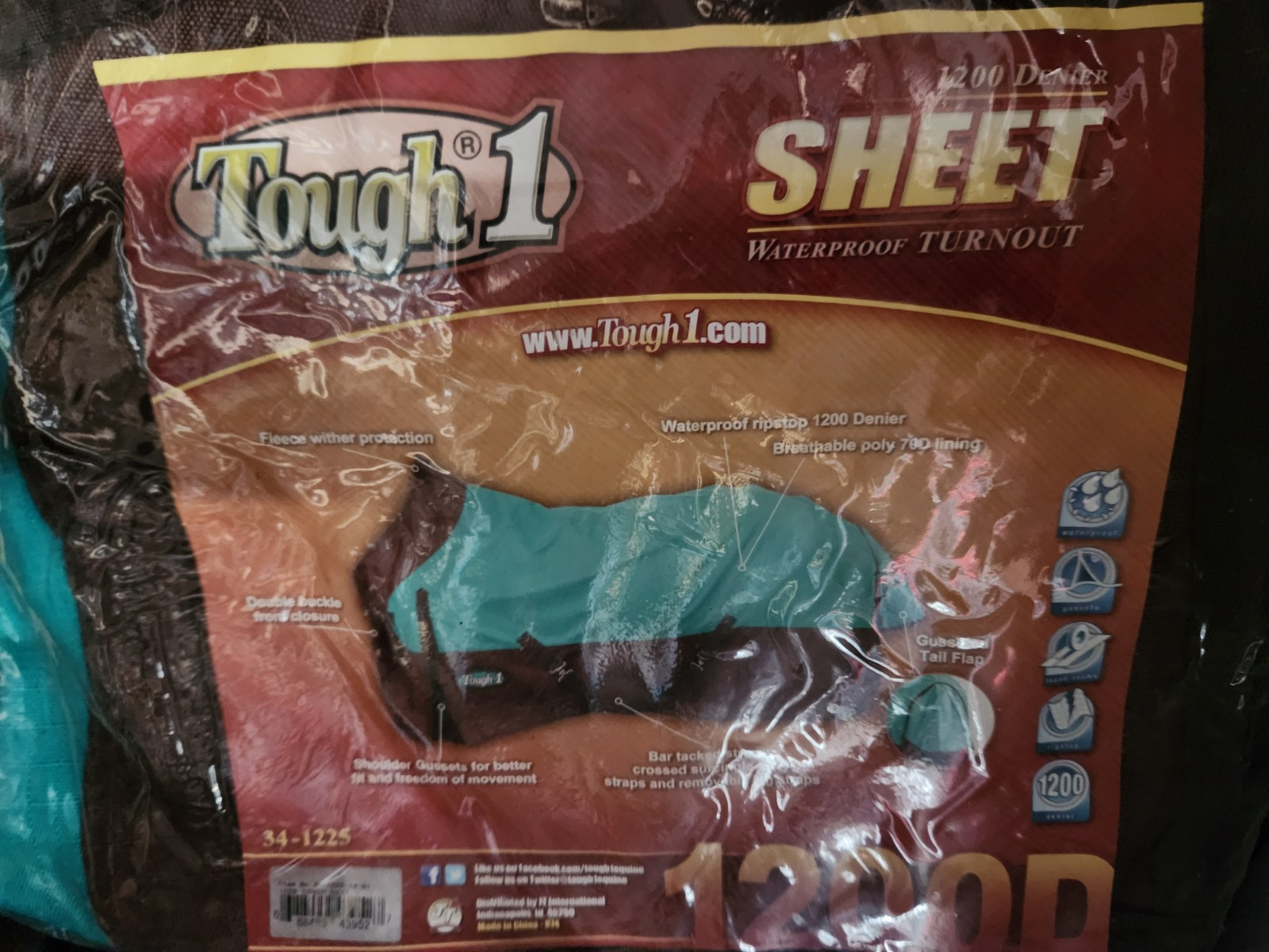 Tough1 1200D Denier Poly Turnout Sheet 81” Turquoise Brown 34-1225 Brand New
