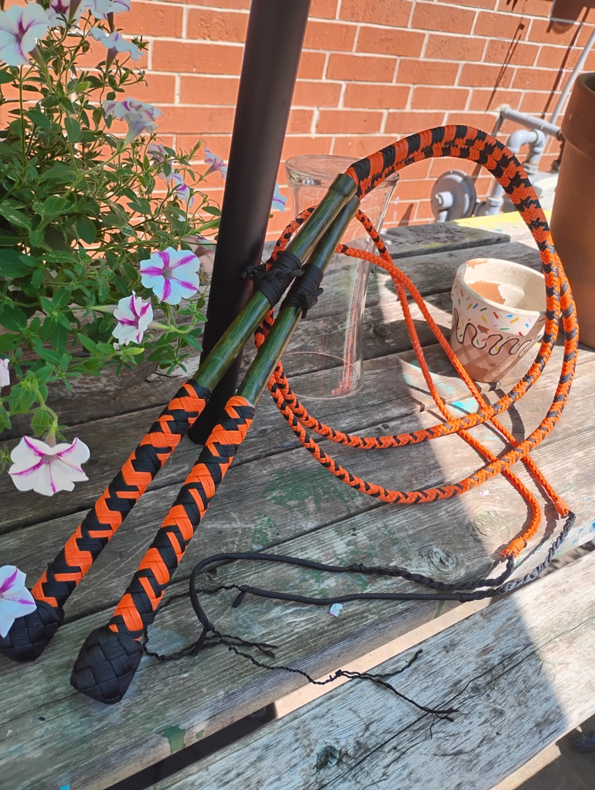 Whip set, 5ft, Custom, Black and Orange, Garfield