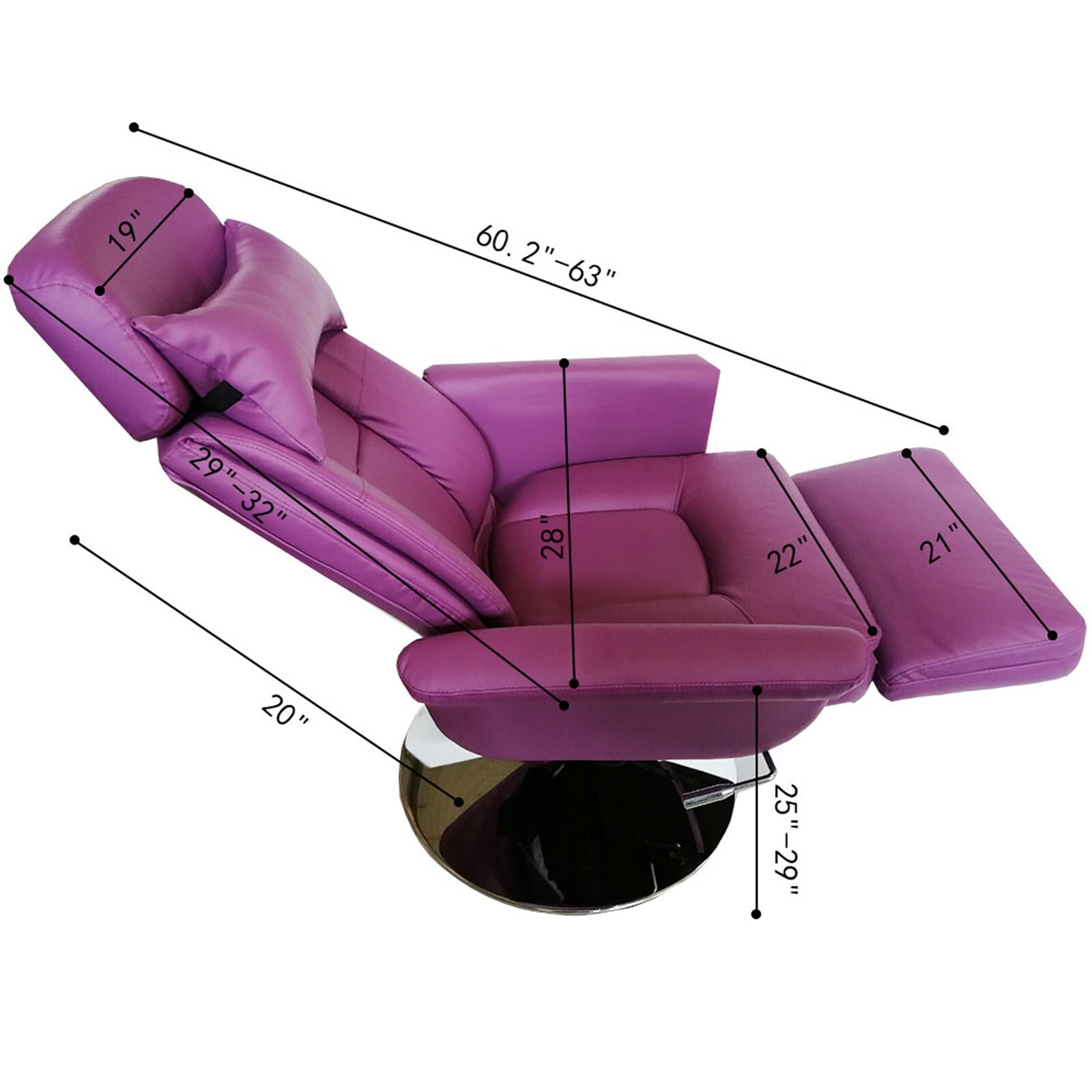 Purple Beauty Bed Chair Pneumatic Lift 360° Rotating Beauty Massage Chair