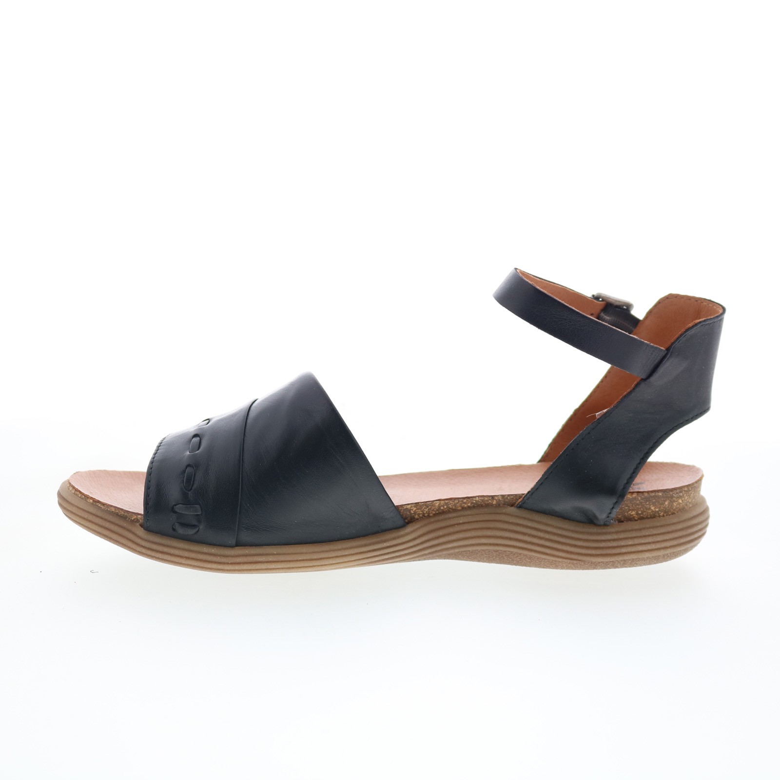 Miz Mooz Marabel Womens Black Leather Hook & Loop Strap Sandals Shoes