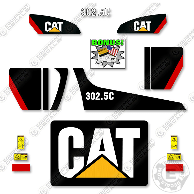 Fits Caterpillar 302.5C Decal Kit Mini Excavator  Equipment Decals (302.5 C)